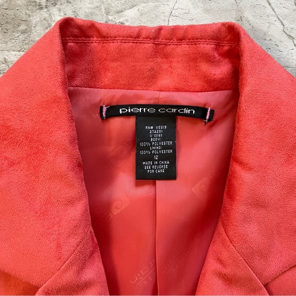 Pierre Cardin Coral Orange Suede Blazer - Picture 7 of 8